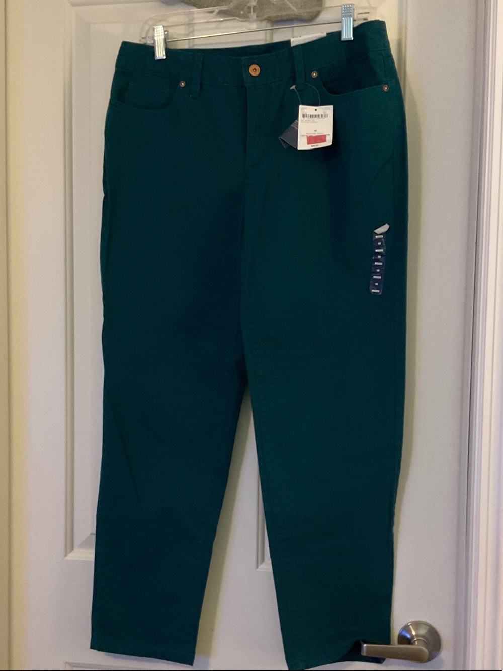 Lands End FIT 2 Forest Green Straight Pants NWTS SZ 10